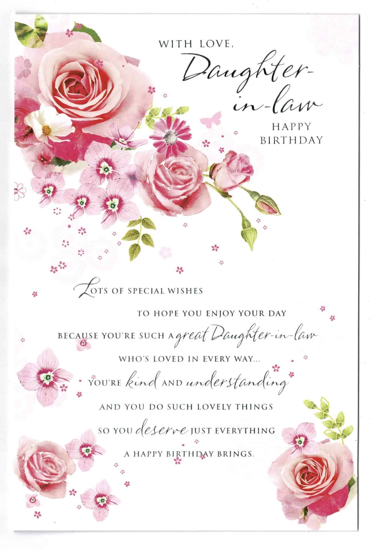 Daughter In Law Birthday Card With Rose And Sentiment Verse Design 