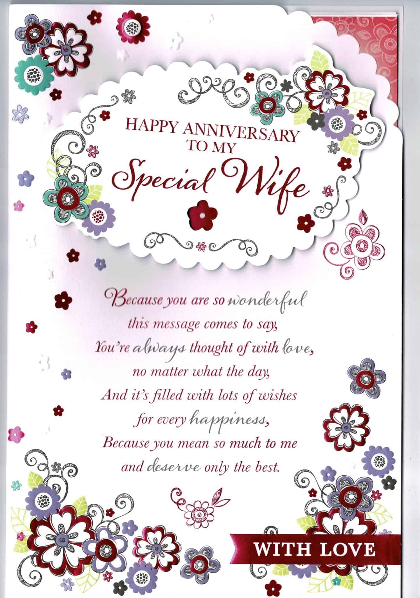 With Love To My Wife On Our Wedding Anniversary Large Card