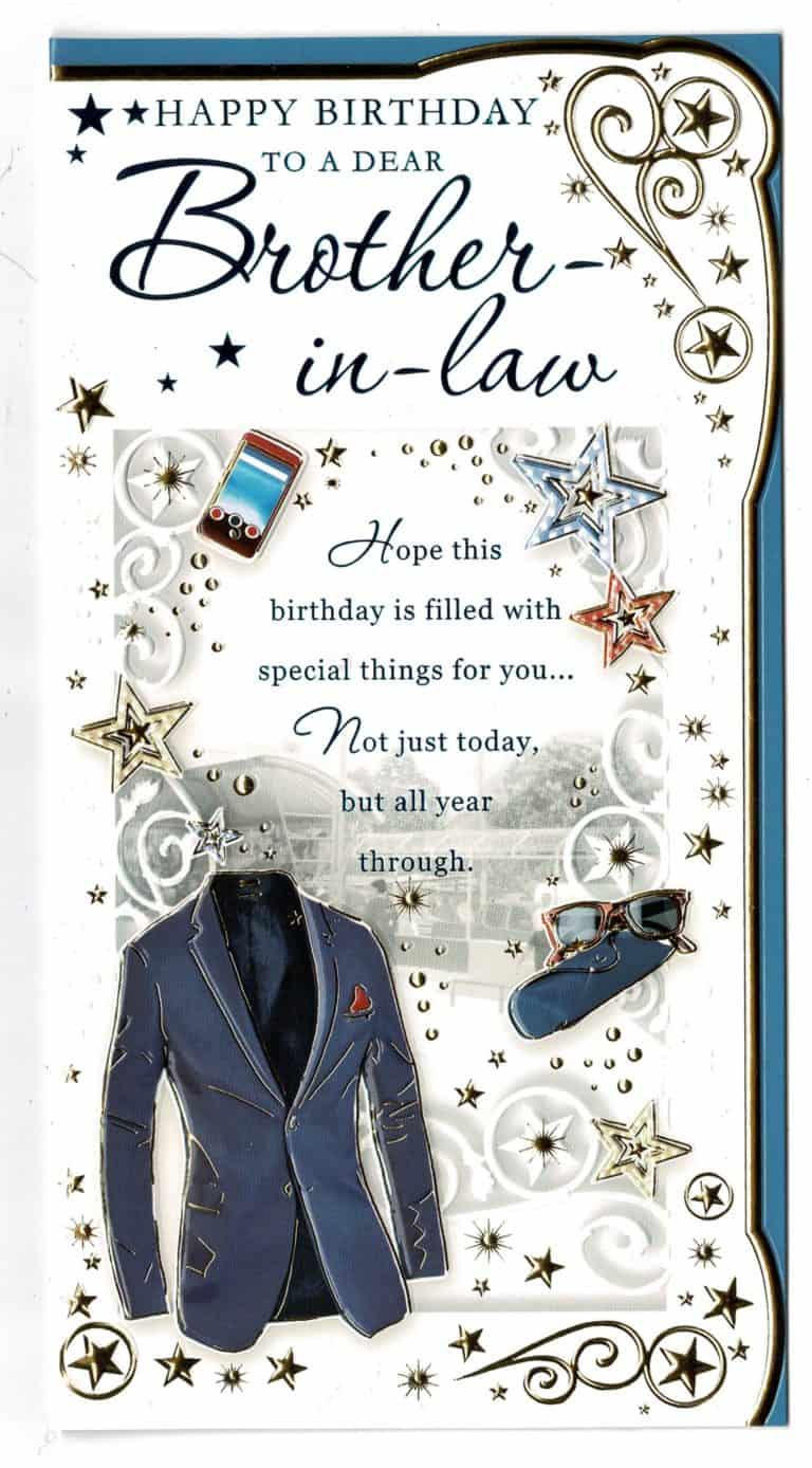 brother in law birthday card foil finish with sentiment verse 12 x 23