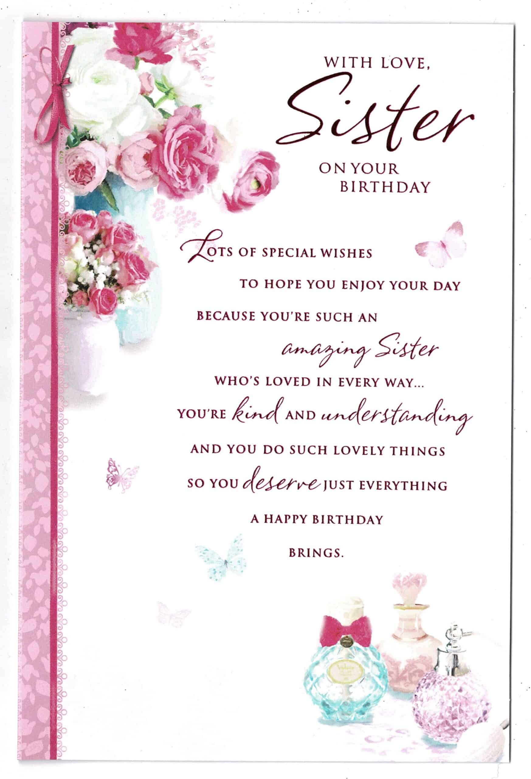 Sister Birthday Card 'With Love Sister On Your Birthday' - With Love ...