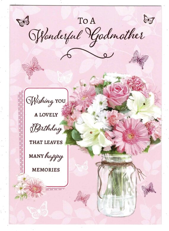 Godmother Birthday Card 'To A Wonderful Godmother On Your Birthday