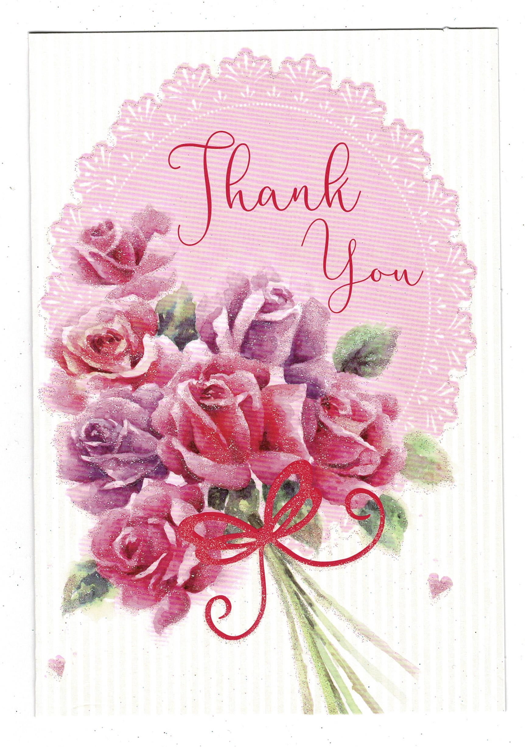Thank you Card 'Thank You' With Floral Glitter Design - With Love Gifts ...