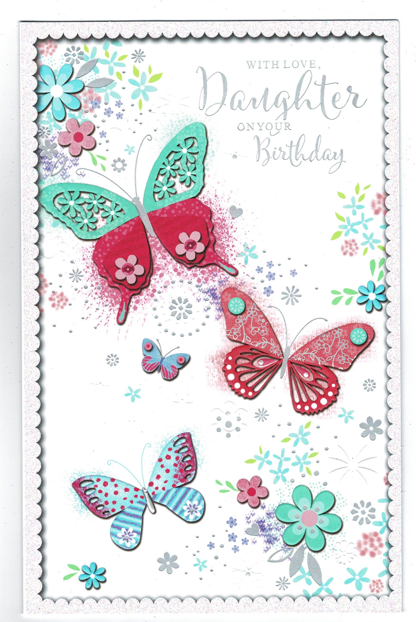 Daughter Birthday Card ' With Daughter On Your Birthday' 17 cm x 27 cm -  With Love Gifts & Cards