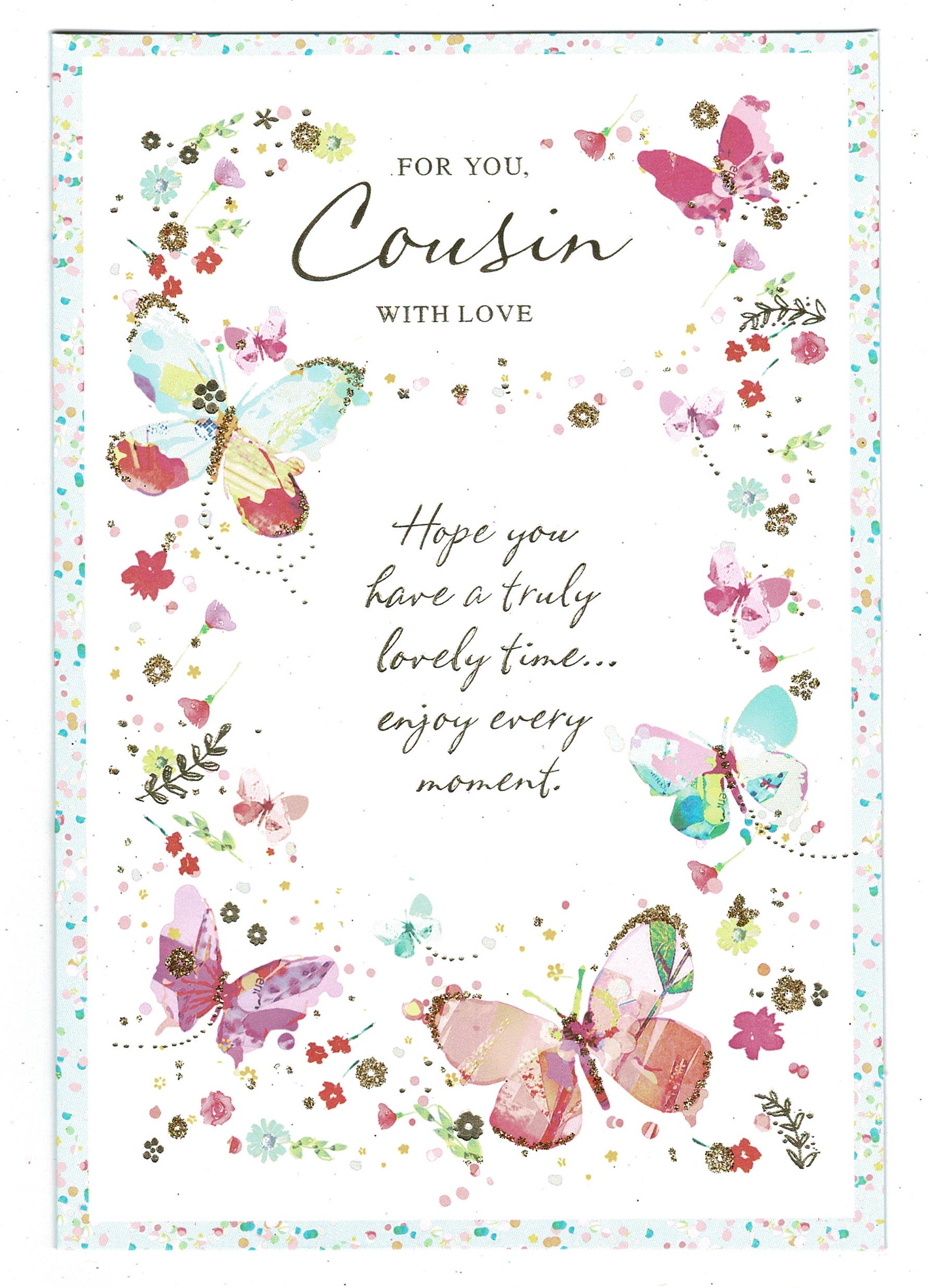 Cousin Birthday Card With Butterfly And Sentiment Verse Design - With ...