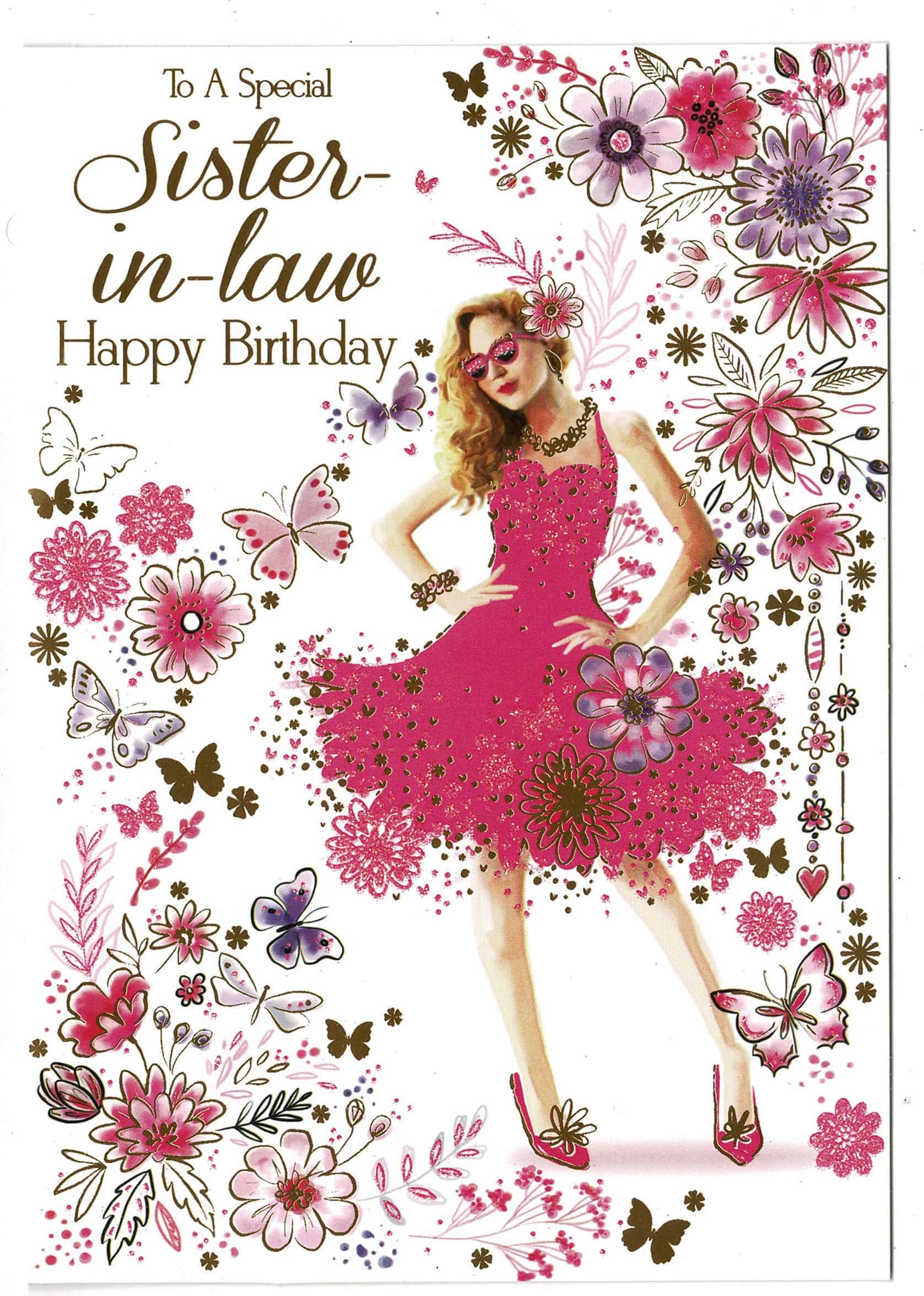 Sister In Law Birthday Card 'To A Special Sister In Law Happy Birthday ...