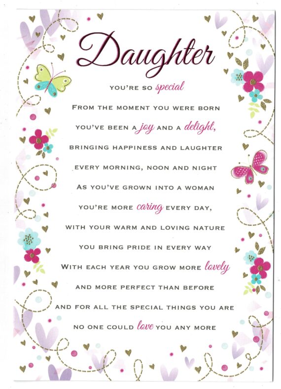 Daughter Birthday Card 'Daughter You're So Special' Long Sentiment ...