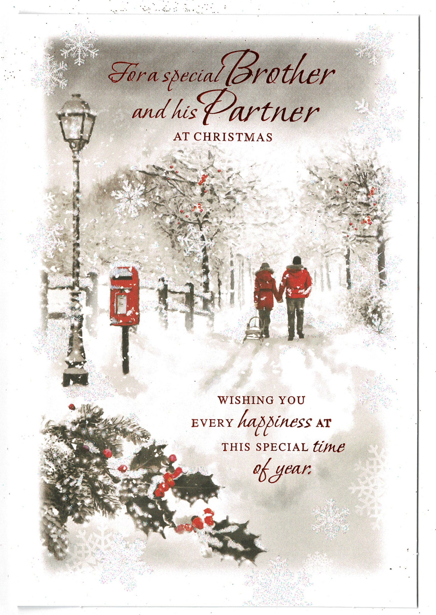 Brother And Partner Christmas Card With Sentiment Verse