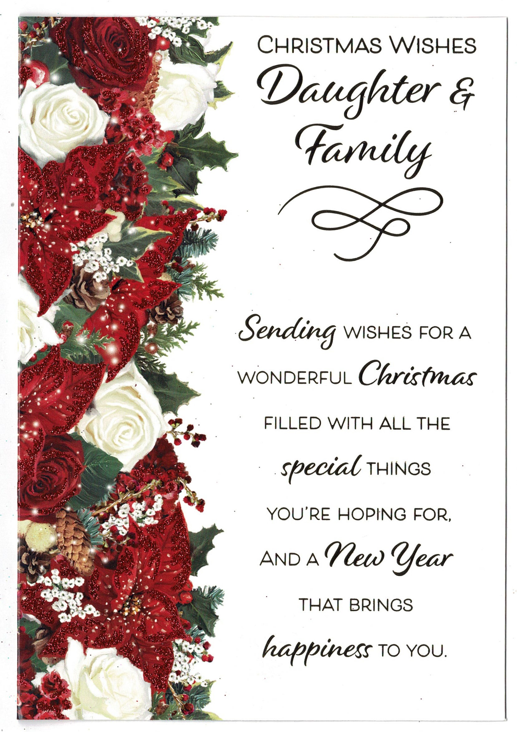 Daughter And Family Christmas Card 'Christmas Wishes Daughter And