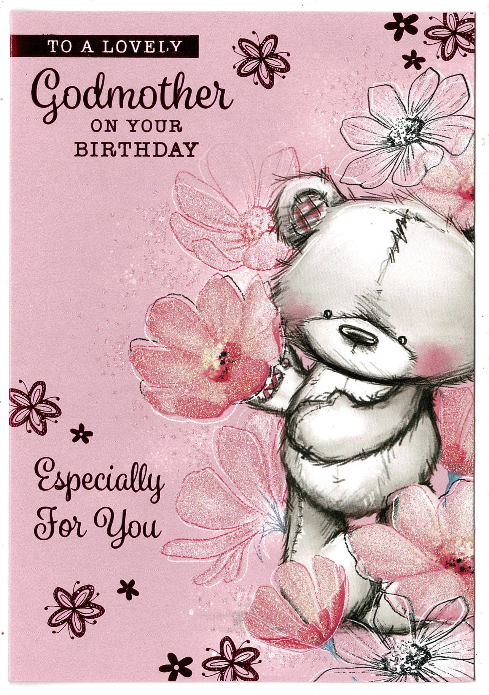 Godmother Cat Design Happy Birthday Quality Card Lovely Verse 