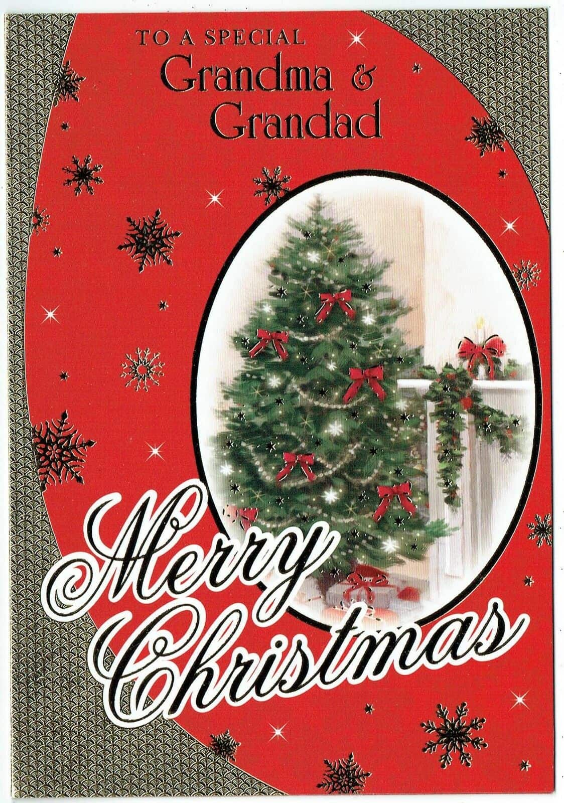 traditional GRAN AND GRANDAD merry christmas card