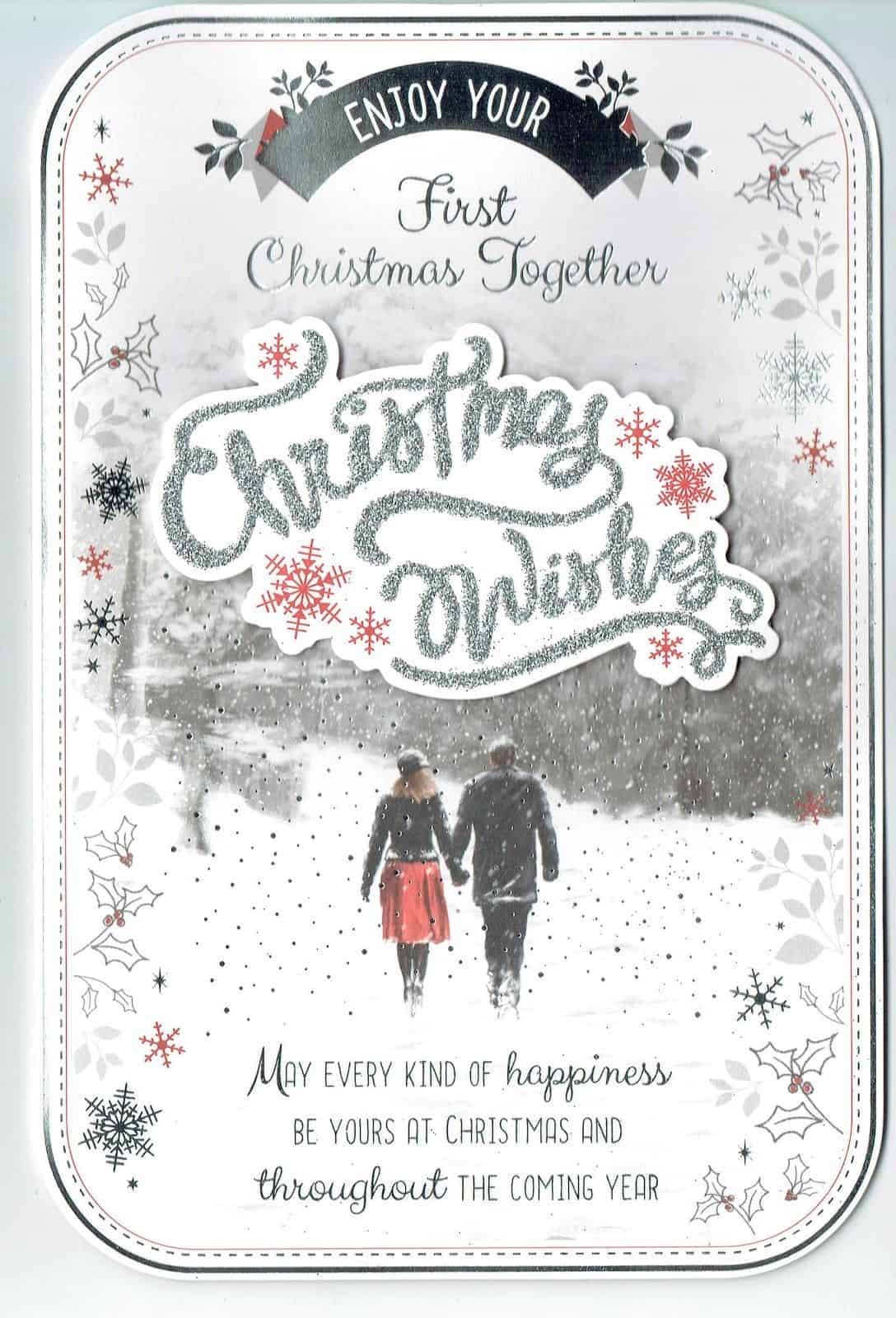 First Christmas Together Christmas Card With Festive Scene With Love Gifts Cards