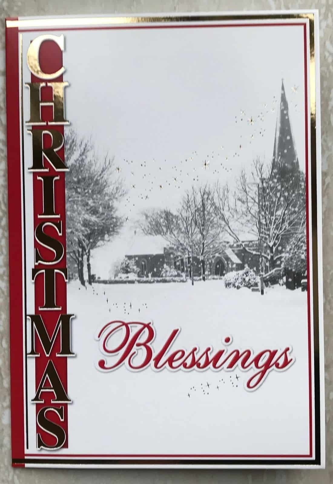 Religious Christmas Card With Traditional Church Scene - With Love