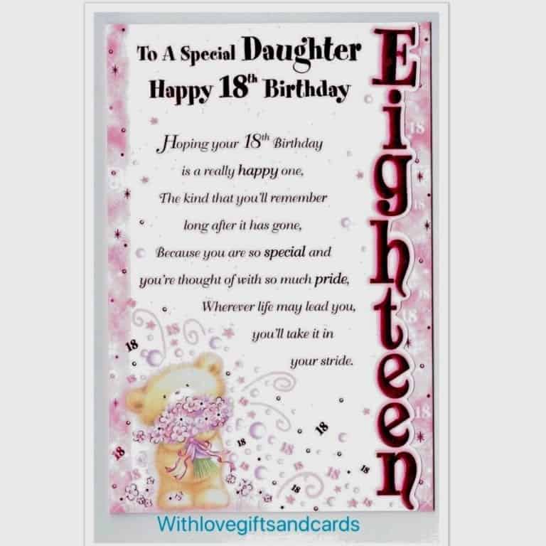 Daughter 18th Birthday Card Embossed With Lovely Sentiment Verse Tri ...
