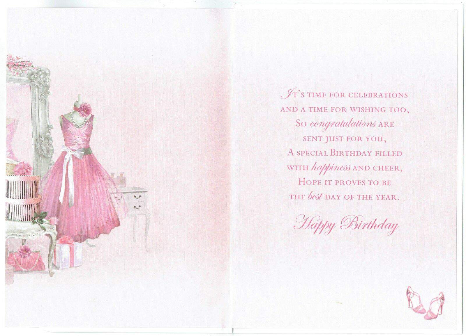 Daughter Birthday Card With Pink Mannequin Dress And Sentiment Verse 