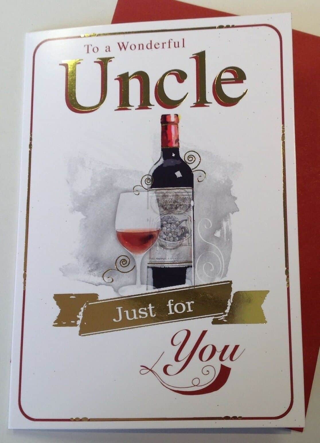 Uncle Birthday Card With Wine Design ' Wonderful Uncle